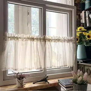 1pc Japanese Style Linen Color Striped Semi-Transparent Curtain, Soft Flax Fabric, Rod Pocket Design, Washable, Home Decor for Bedroom Living Room, Window Curtain