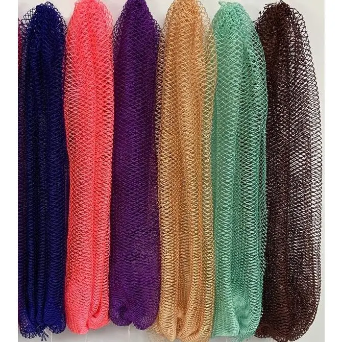 2-Pack Drawstring African Net Bath Scrubber Nylon & Polyester Blend Gentle Exfoliating Deep Clean Quick Foaming for Sauna & Daily Shower Extra-Long Nylon Bath Scrubber Pain-Free Back Exfoliator for Deep Cleaning & Dead Skin Removal