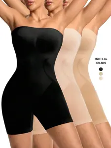 Women Minimalist Solid Color Ruched Bandeau Jumpsuit With Straight Leg Underwear Womenswear