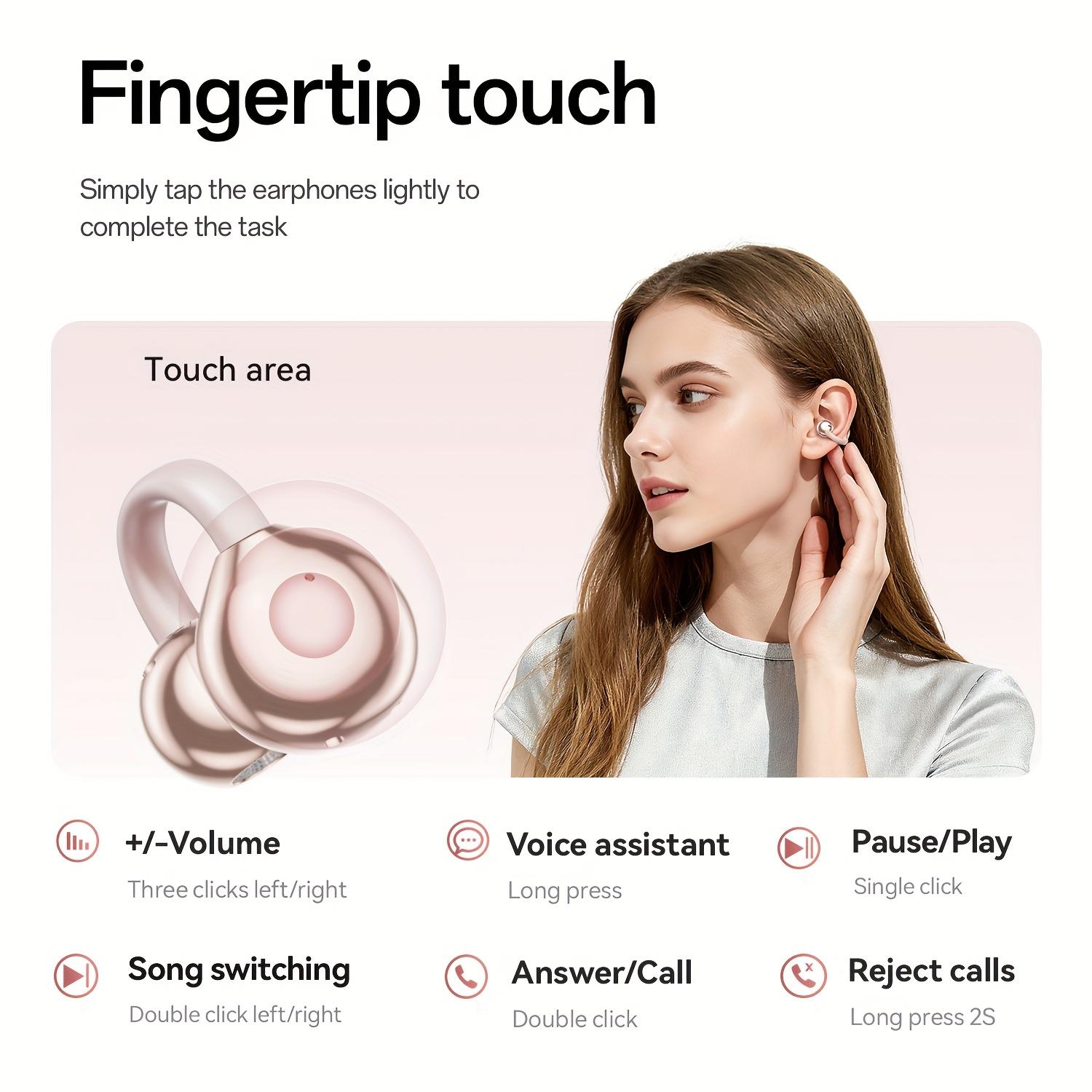 Open Ear Wireless Earbuds, Women's Handbag Earphones with Butterfly Earrings, Lightweight Clip On Earbuds, Fast Charging Case, Noise Cancelling Mic for Running Gym Workout - Gifts for Girlfriend, Mother, Daughter, Suitable Gifts for Valentine's Day