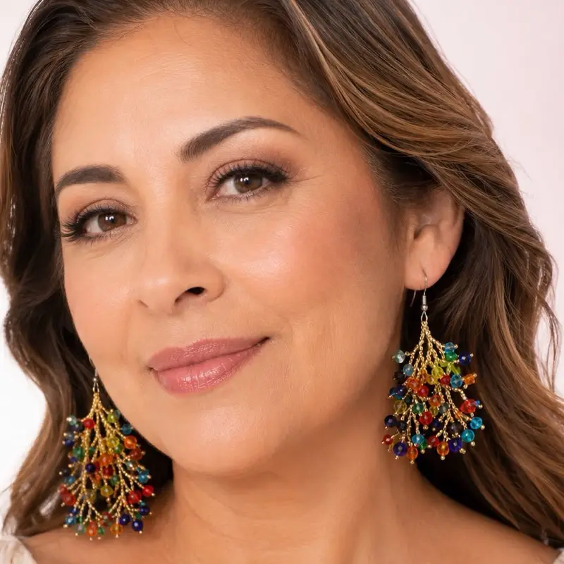 Arete rama cristal $ Beaded earrings made in Mexico