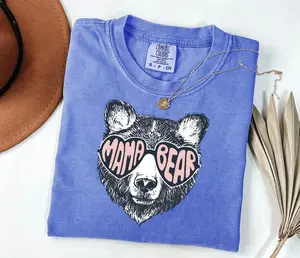Mama Bear Shirt, Heart Sunglasses Graphic Tee, New Mommy Baby Shower Gift, Cool Mother Day Present, Sketch Art Top