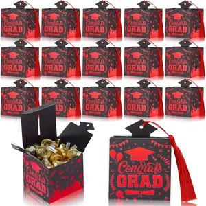 30 count Graduation Cap  Box 2026 Black and Red Graduation Party Favors Centerpieces Candy  Box with Tassel for Congrats Grad Party Favors Decorations