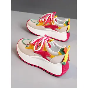 Women's Casual Sneakers, Sporty PU Leather Shoes, Breathable Outdoor Hiking Skating Flats, Anti-Slip All-Season Footwear