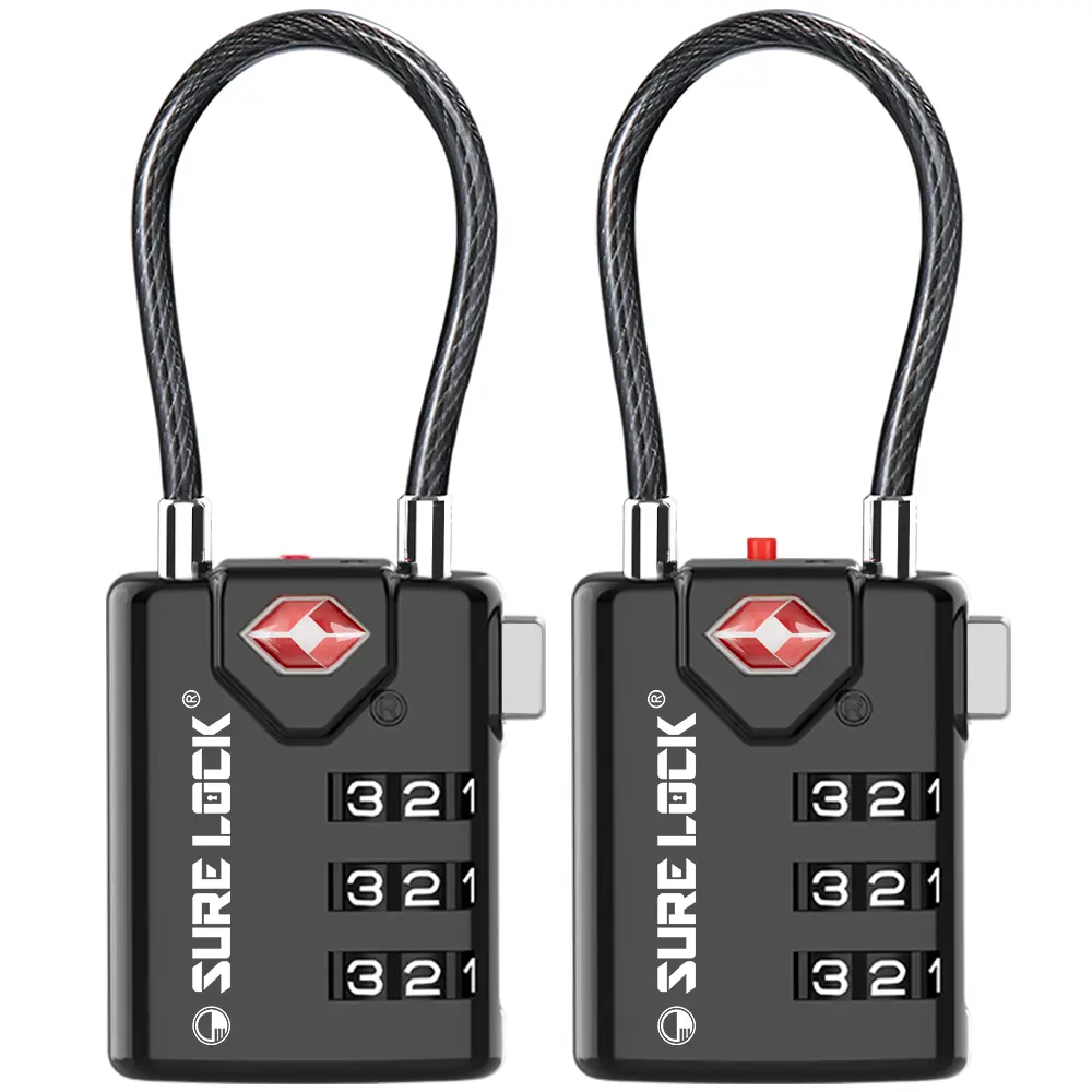 SURE LOCK TSA Compatible Travel Luggage Locks, Inspection Indicator, Easy Read Dials TSA Approved with Zinc Alloy