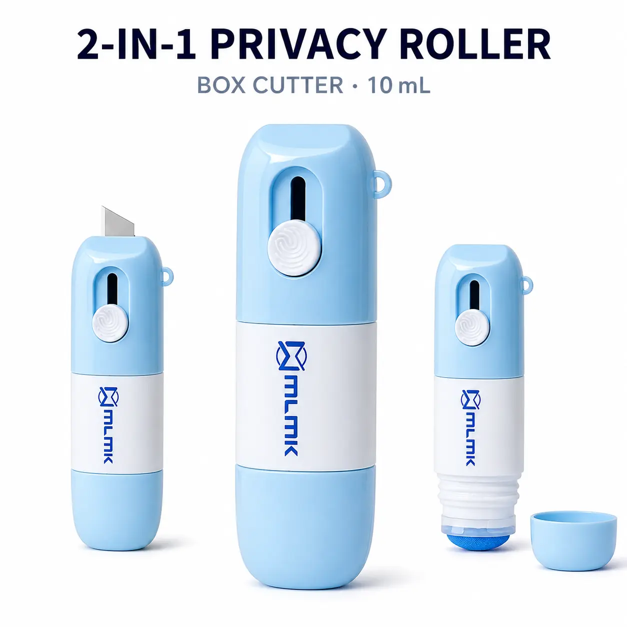 2-in-1 Thermal Paper Correction Pen & Mini Box Cutter, Portable Receipt Text Eraser with Retractable Blade, Compact Tool for Thermal Labels, Package Opening, Office, School and Desk Use, 1-Pack or 2-Pack with Bonus Refill
