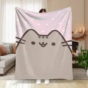 Pusheen Cat Plush Blanket Ultra Soft Flannel Fabric Adorable Kawaii Design Perfect Couples Gift For Anime Fans Cuddle Essential Cozy Nights Snuggle Companion office nap cover flannel portable throw blanket