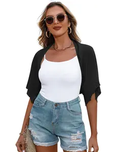 Totatuit Women's Short Sleeve Bolero Shrug for Dresses Open Front Knit Cropped Cardigan Loose Sheer Cardigan Sweater#Summervibes