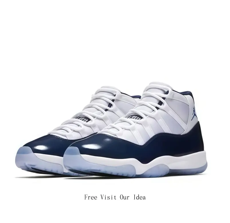White mesh + Navy patent + Icy blue outsole. These highs are pure college legend.