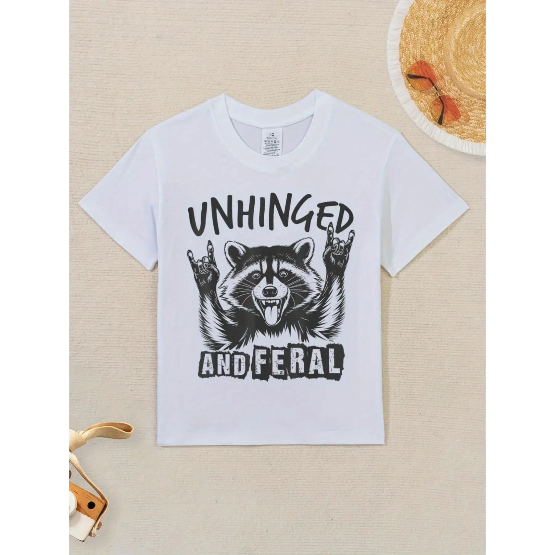 Funny Raccoon Unhinged and Feral Toddler Boy Girl Rock Funny Awesome Graphic Kid TShirt Fashion Kid T Shirts Streetwear Tees Tops for Kid