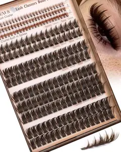 Brown Manga Lash Clusters With Spikes Wispy Cluster Eyelashes Extensions Fluffy Volume Anime Eyelash Clusters with Bottom Cluster Lashes Fairy Individual Lash Extension (D Curve 12-18mm 213 pieces)
