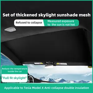 Front Glass Roof Sunshade Shade Nets for Tesla Model X 2019-2024, Car Skylight Blind, Automotive Exterior Accessories