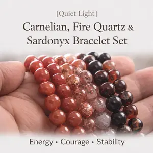 [Quiet Light] Carnelian, Fire Quartz & Sardonyx Bracelet Set