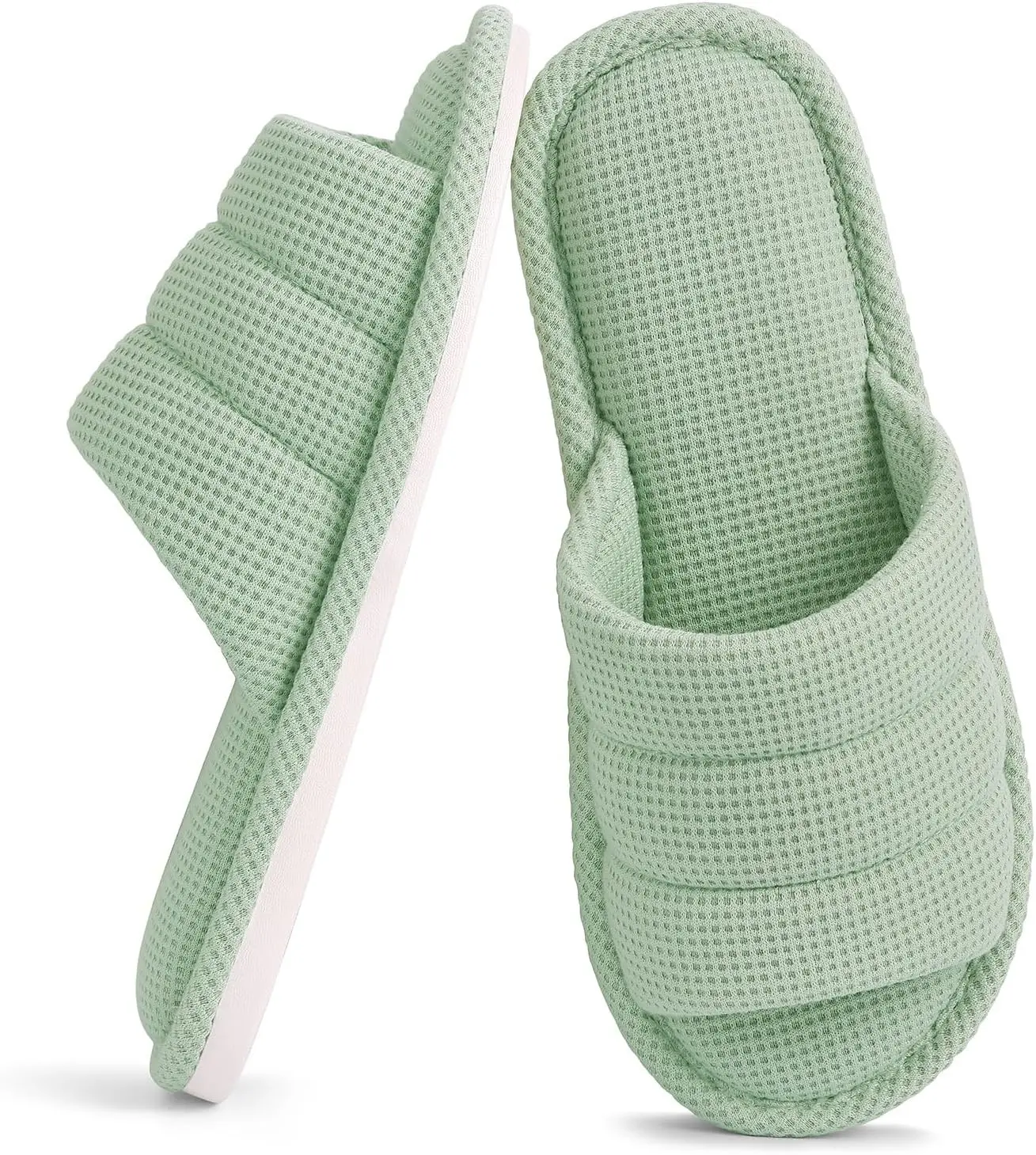 Summer House Slippers for Women Men Breathable Waffle Indoor Slippers Slip-on Open Toe Home Shoes