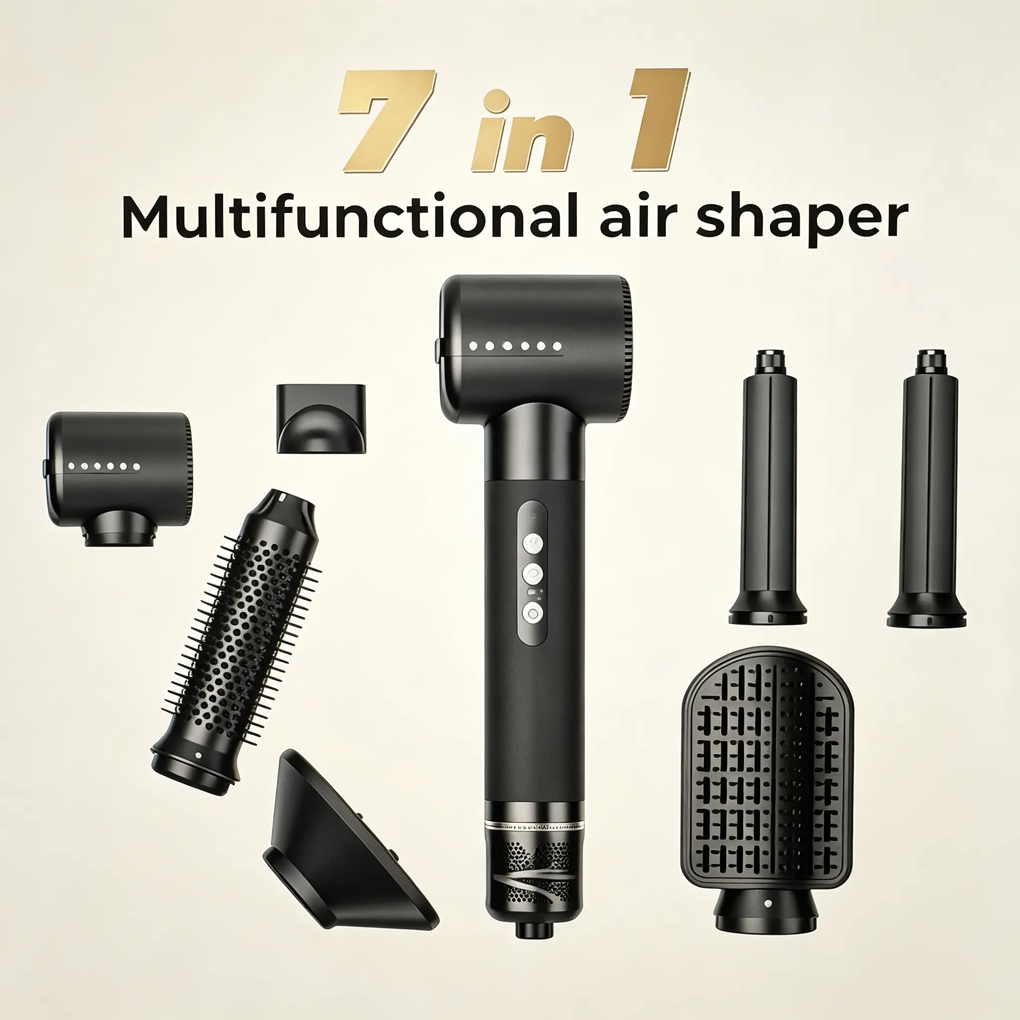 （Uniorange）7-in-1 High-Speed Ionic Hair Styler-Dryer Kit - Professional Unisex Beauty Appliance with Auto-Wrap Curler, Smoothing Brush, Round Volumizing Brush, Diffuser, US Plug, Healthy Styling for All Hair Types, Perfect Gift in Gift Box Pack
