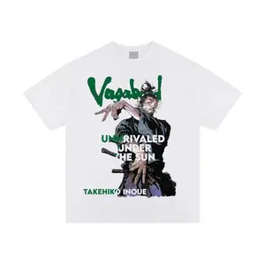 Vagabond "Unrivaled Under the Sun" Vintage Oversized Tee Anime T-shirt 100% Cotton Original Design Men's Top White Casual Menswear Tshirt