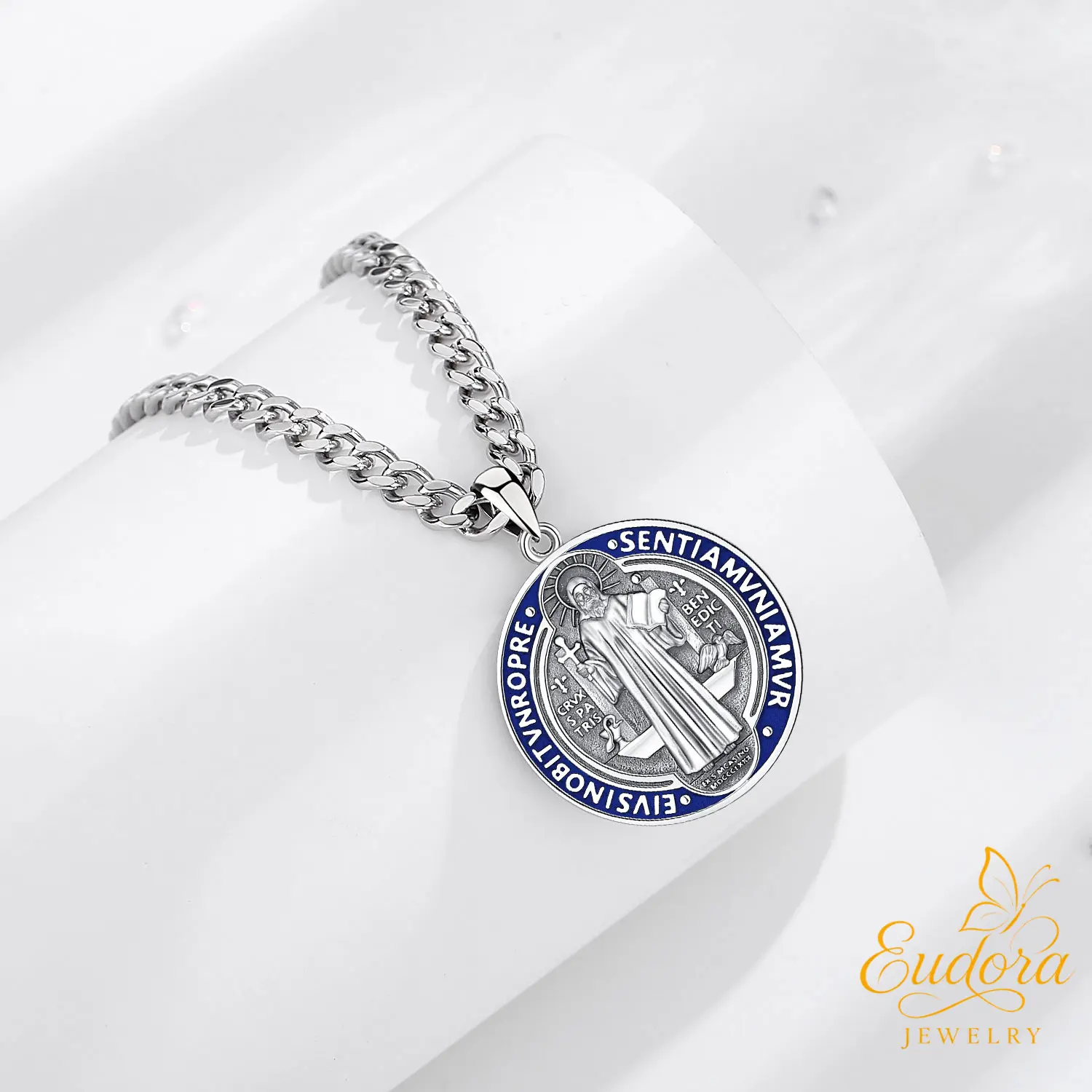 Eudora S925 Sliver St. Benedict Key Necklace, Silver and Gold-Plated Saint Benedict Pendant for Spiritual Protection, Catholic Sacramental Jewelry Gift for Prayer Eudora S925 Sliver St. Benedict Key Necklace, Silver and Gold-Plated Saint Benedict Pendant for Spiritual Protection, Catholic Sacramental Jewelry Gift for Prayer