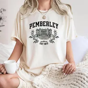 Pemberley Pride And Prejudice Jane Austen Comfort Colors T Shirt, Book Lover Gift, Strong Girl, Romance Novel Tees sorority merch