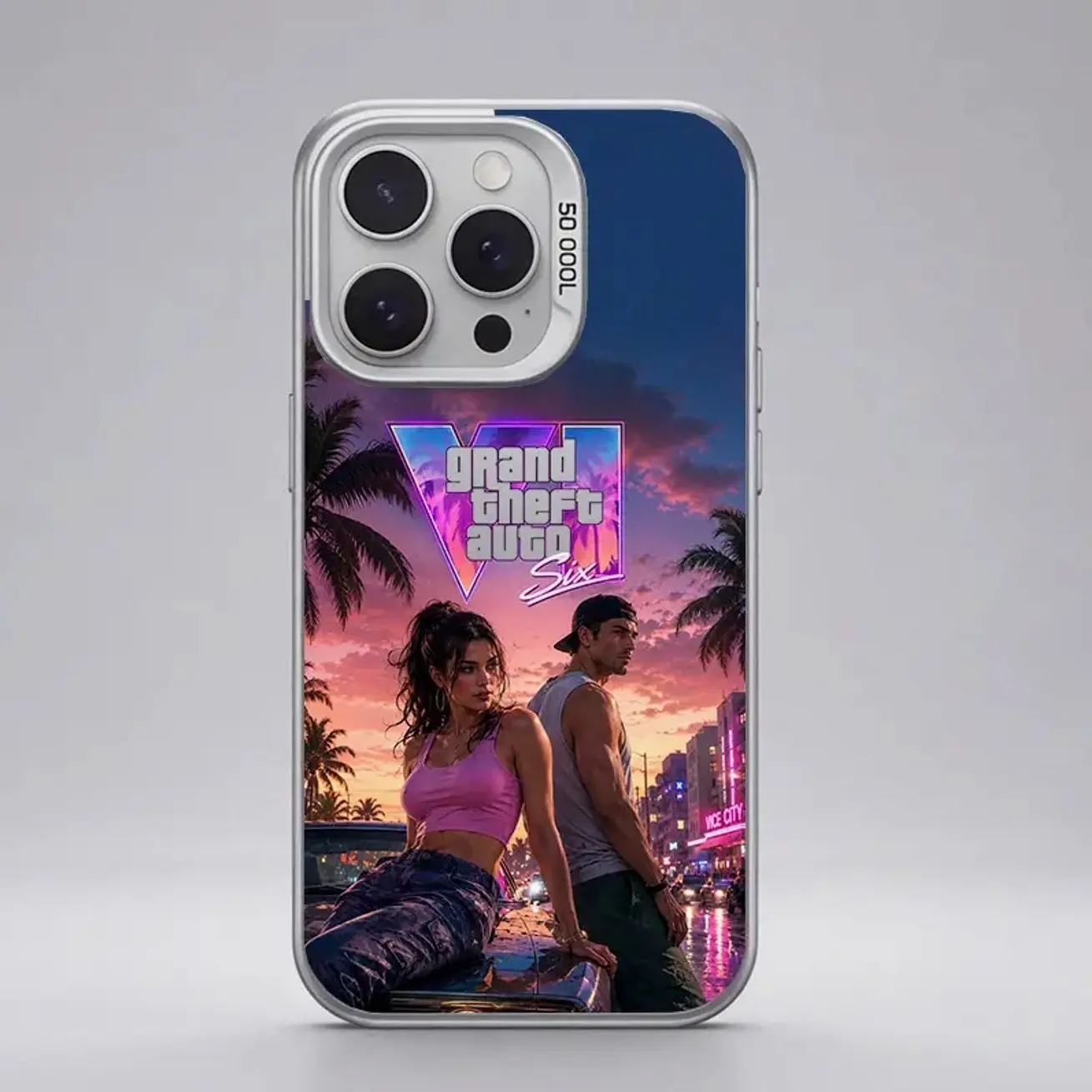 GTA VI Pattern Gradient IMD Smartphone Case - Luxury Shockproof Polycarbonate TPU PET Protection Cover for iPhone 17 16 15 14 13 12 11 X XS Pro Max