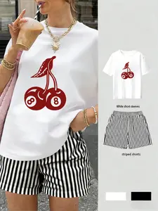 Women's Casual Short Sleeve T-Shirt and Shorts Set, Spring Summer Two-Piece, Soft Skin-Friendly Fabric, Perfect for Daily Wear