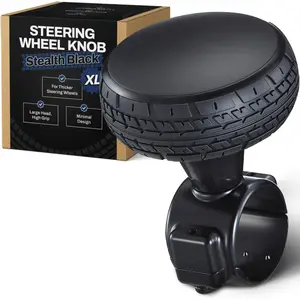 Steering Wheel Knob XL – Stealth Black Edition, Heavy Duty No-Logo Spinner for Large Wheels (1.42"–1.73"), Smooth Bearings, Comfortable Grip for Trucks, Vans, Pickups, SUVs, Tractors, & Forklifts