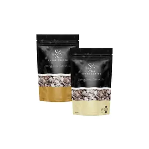 2-Pack Sugar Coated Chocolate Square Bites Vanilla & Caramel 8oz Resealable Bags Crunchy Rich Flavors Perfect Gift