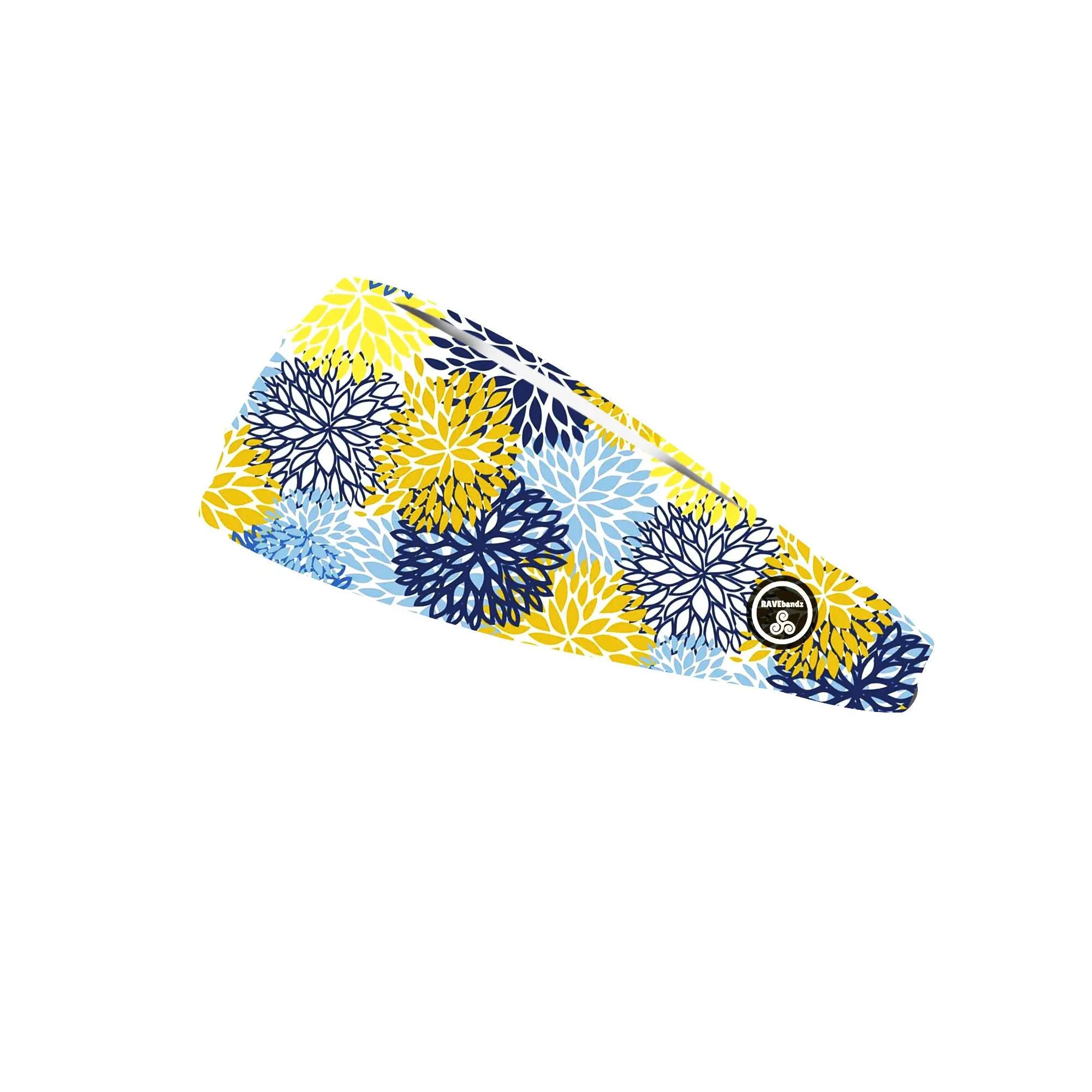RAVEbandz The Pro - Wide Stretch Headband  (Yellow Blue Floral)