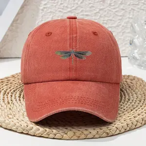 Colorful Faux Dragonfly Print Women's Baseball Cap Spring/Summer Versatile Vintage Soft Top Bucket Hat Dad Hat Distressed Washed Driver Hat