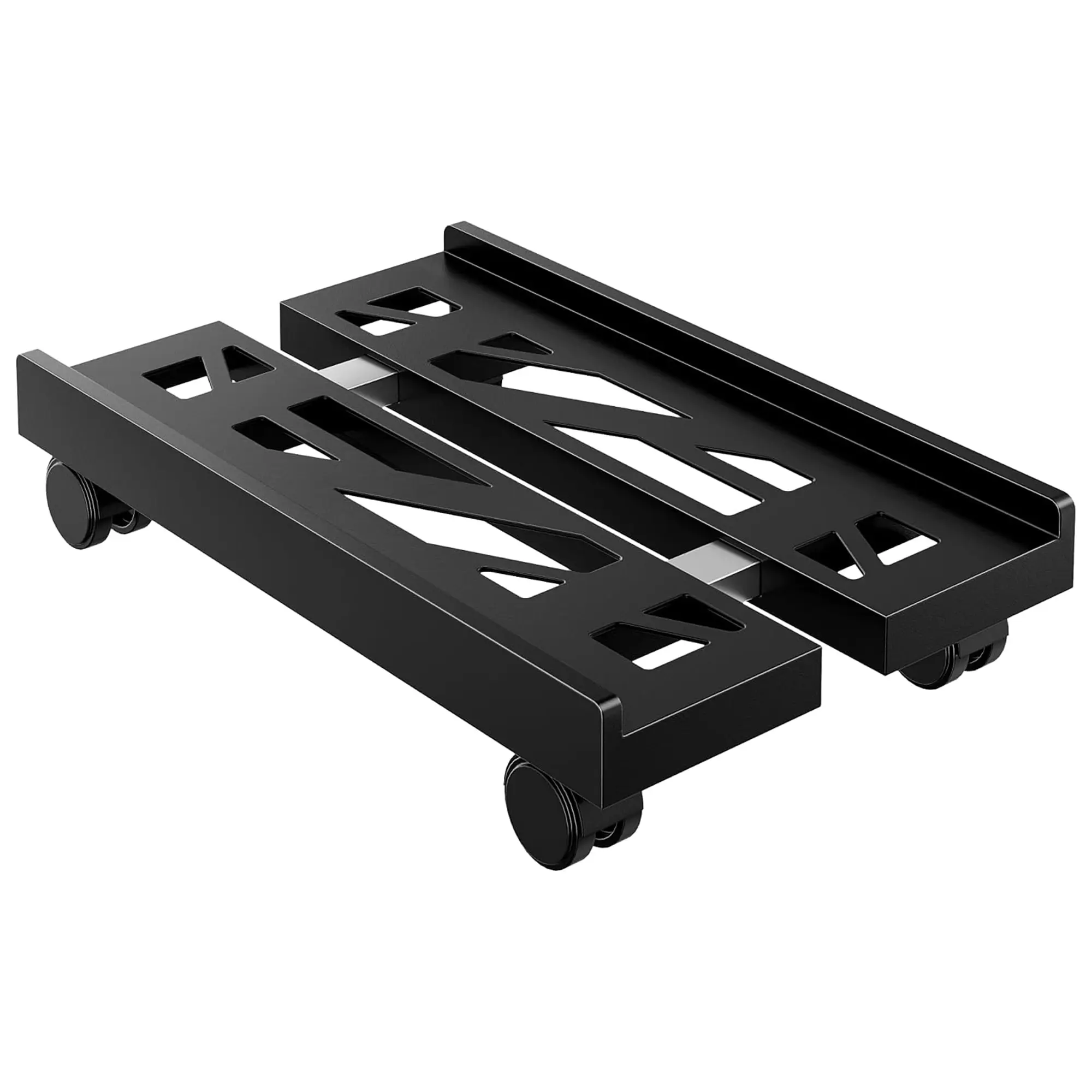 PEGZONE Adjustable Frame PC Holder - Black Ventilated CPU Stand with 4 Locking Rolling Wheels, Fits Most ATX/Micro/Mini PCs, Under Desk Heat Dissip Stand for Gamers & Home Users