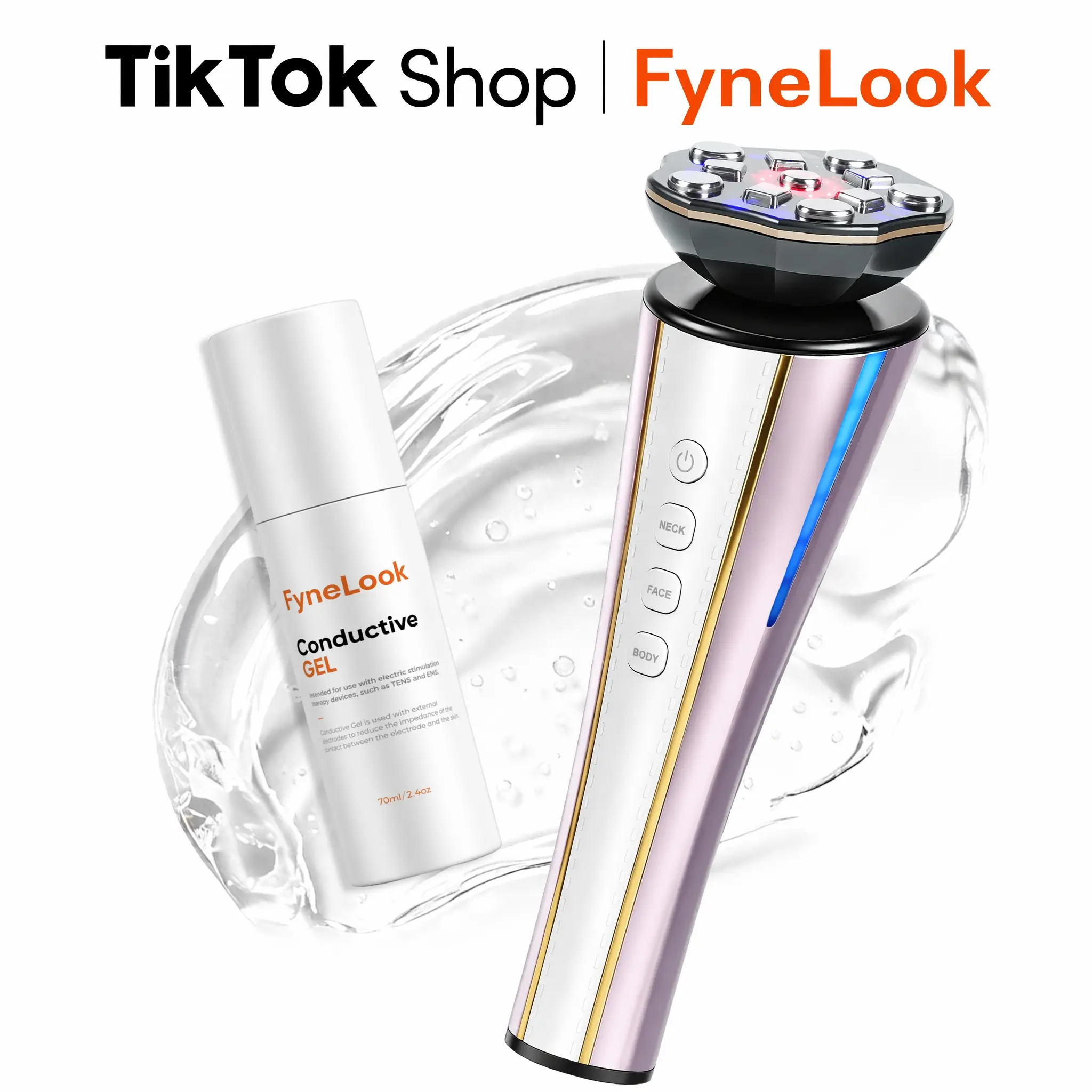 FyneLook Microcurrent 4-in-1 facial massager beauty device - Beauty Tools with Massager for Face & Neck Skin Rejuvenation, Lifting, Tightening, Infusing
