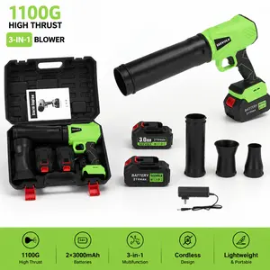 【SummerVibes】SEEVOLX Cordless 1100G High Thrust Leaf Blower, Portable Multifunctional Outdoor Blower for Car Drying, Leaves, Snow, Dust, Includes 2 Rechargeable Batteries, Ideal Household & Garden Cleaning Tool