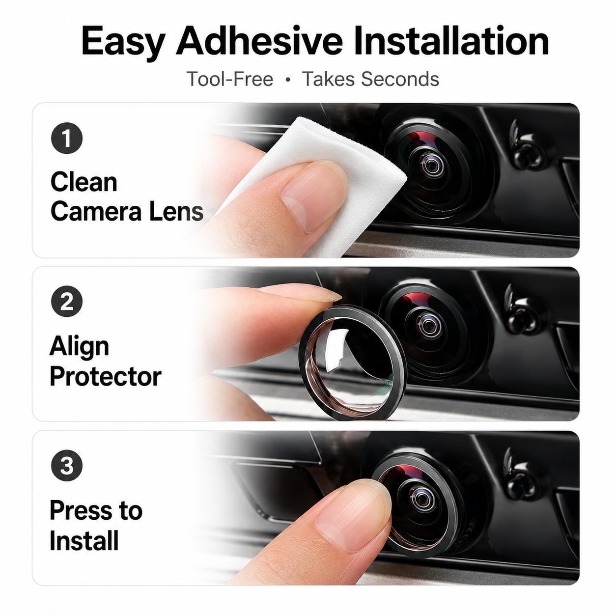 8PCS Backup Camera Lens Protector Film, Ultra-Clear Anti-Scratch Water-Resistant Rear View Camera Protective Stickers, Easy-Adhesive Covers for Car Reversing Cameras