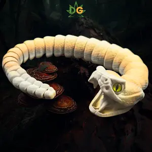 DG Articulated Rattlesnake 3D Printed Flexi Figurine with Realistic Glass Eyes, Nature-Inspired Artistic Home Decor Ornaments for Room Display