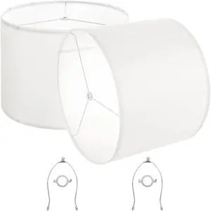 VEVOR Drum Lamp Shade 2 Set, 16 in Top x 16 in Bottom x 12 in High, Large Lampshade with Harp, Replacement Lamp Shade for Table Lamps Floor Lamps Pendant Lights, Easy Assembly Required (Off-white)