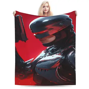 1 cool RoboCop character printed flannel blanket, soft and suitable for office, bedroom or travel, ideal gift for fans or boyfriend, size 60*50 blanket plushthin quilt holiday gift Intense Nacho Printed Flannel Blanket