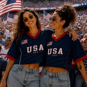 Custom USA Crop Top Jersey, Personalized Name Number Shirt, America Fan Tee, Women's Heritage Apparel, Game Day Outfit