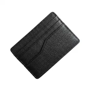 Full Grain Genuine Leather Slim Card Holder Wallet, 6 Slots, Minimalist Front Pocket,Gift for Him, Father's Day Present,Unisex (Black/Red),summervibes