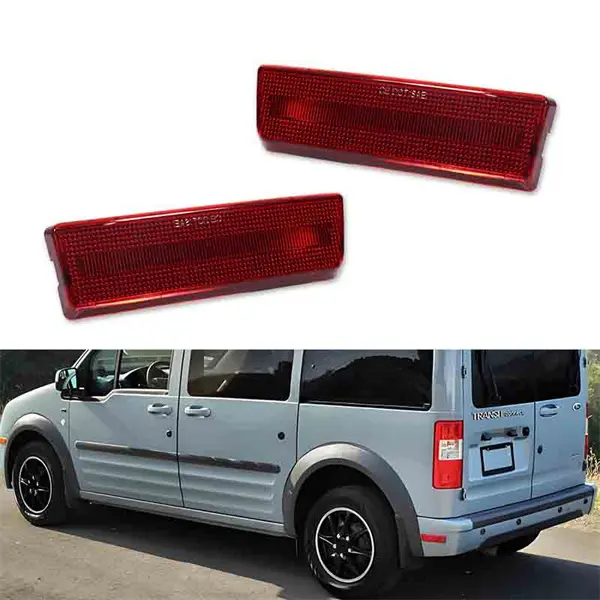 2PCS Red Lens Rear Bumper Side Marker Lights Housings For Ford Transit Connect 2010 2011 2012 2013 Replace OEM 9T1Z-15A201-A 9T1Z-15A201-D ﻿