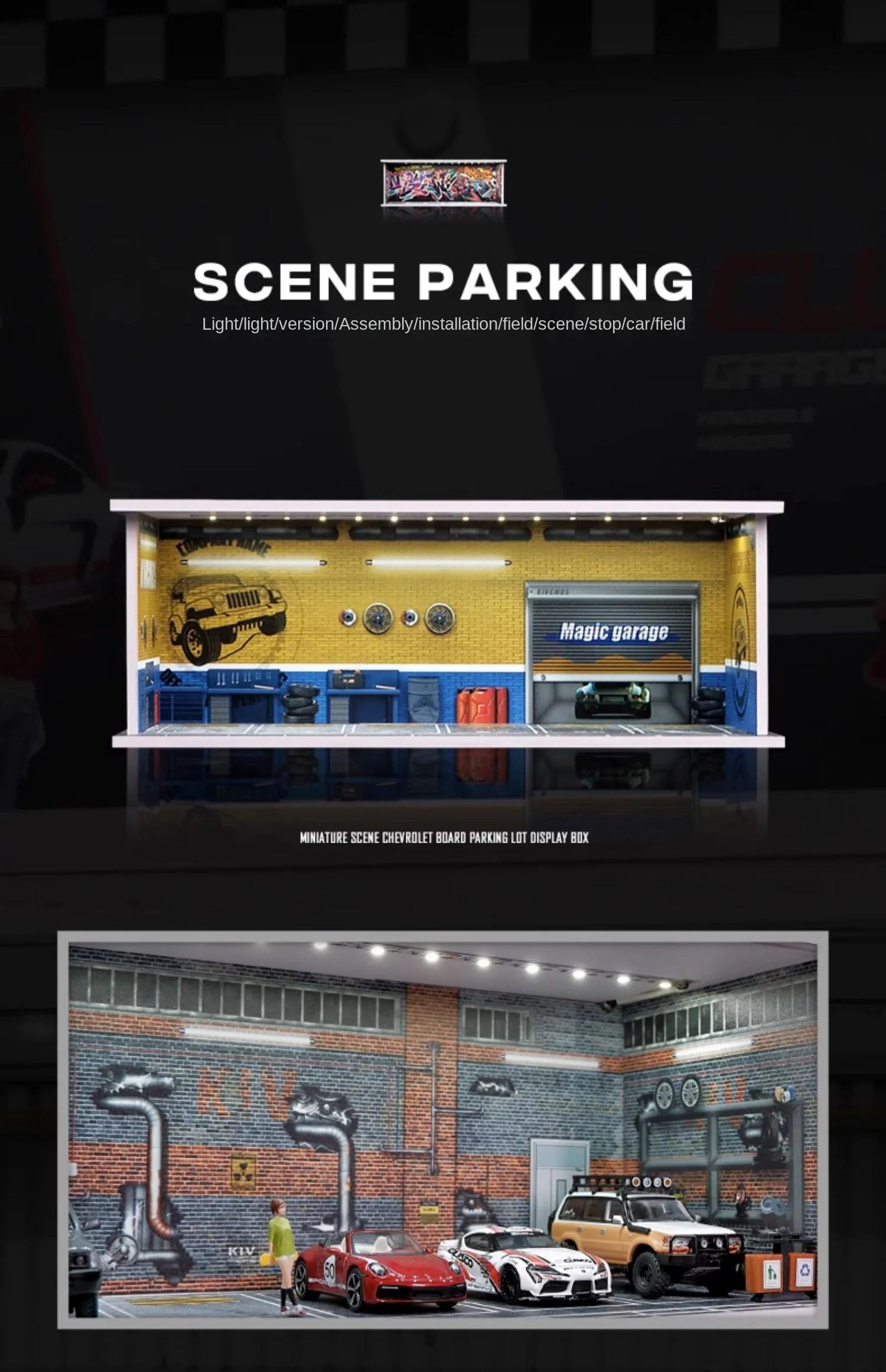 Collector 1/64 Garage Parking Lot Alloy Car Model Car Scene Storage Display Box Car Model Replica Collection Toys for Boys