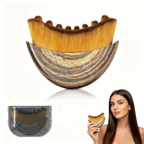 2-Pack Gentle Synthetic Bristle Facial Sculpting Brush Set with Travel Cases - Wooden Manual Face/Body Massager Roller for Daily Beauty & Body Care