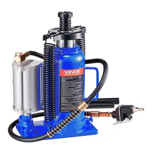 VEVOR Air Hydraulic Bottle Jack, 20 Ton (44092 lbs) Capacity, 10.2-19.5 Inch Lifting Range, Pneumatic/Manual Heavy Duty Welded Bottle Jack with Pump for Car, SUV, Pickup, Truck, RV, Auto Repair, Blue
