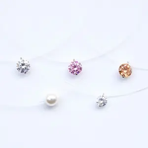 Mermaid Tears Necklace for Women Invisible Collarbone Chain for Her, Fish Line Jewelry with Zircon Pendant, Fashion Accessory elegant body cross design bag minimalist layered men vintage dainty gold popular keychain christian exquisite square statement