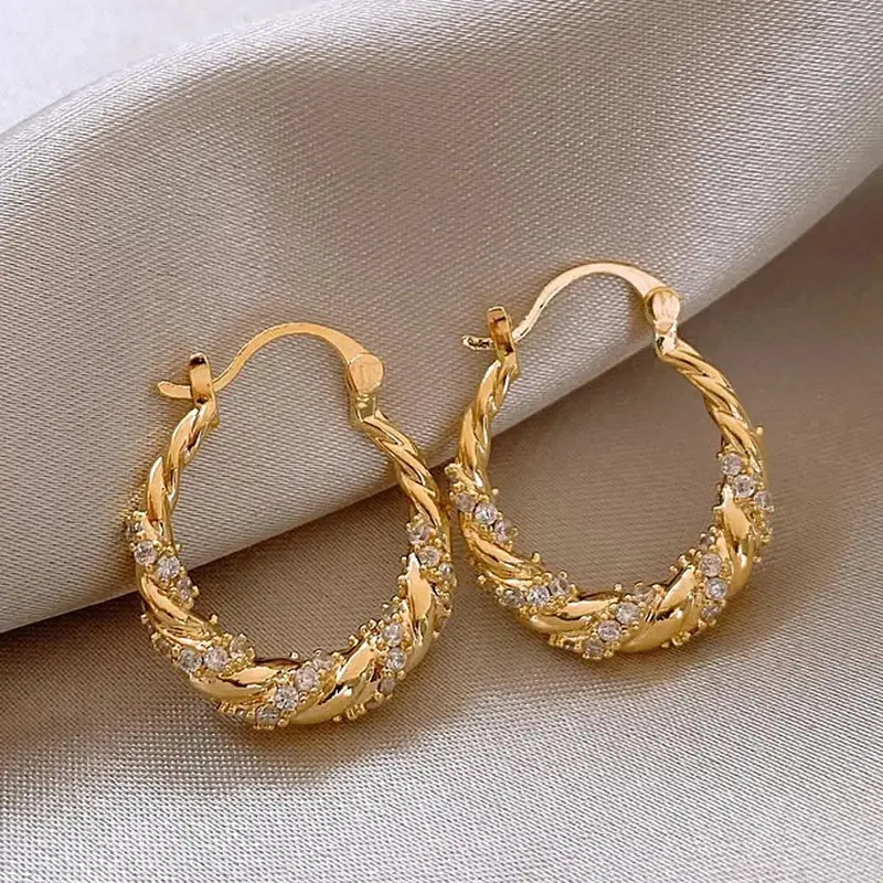 Women's Twist Design Hoop Shape Earrings, Dainty Lightweight Hoops, Fashion Jewelry for Party, Daily Clothing Decor, All-match & Exquisite Jewelry for Birthday Gift, Bridesmaid Jewelry, High Quality Earrings, Jewelry Accessories, Circular Hoop Earrings