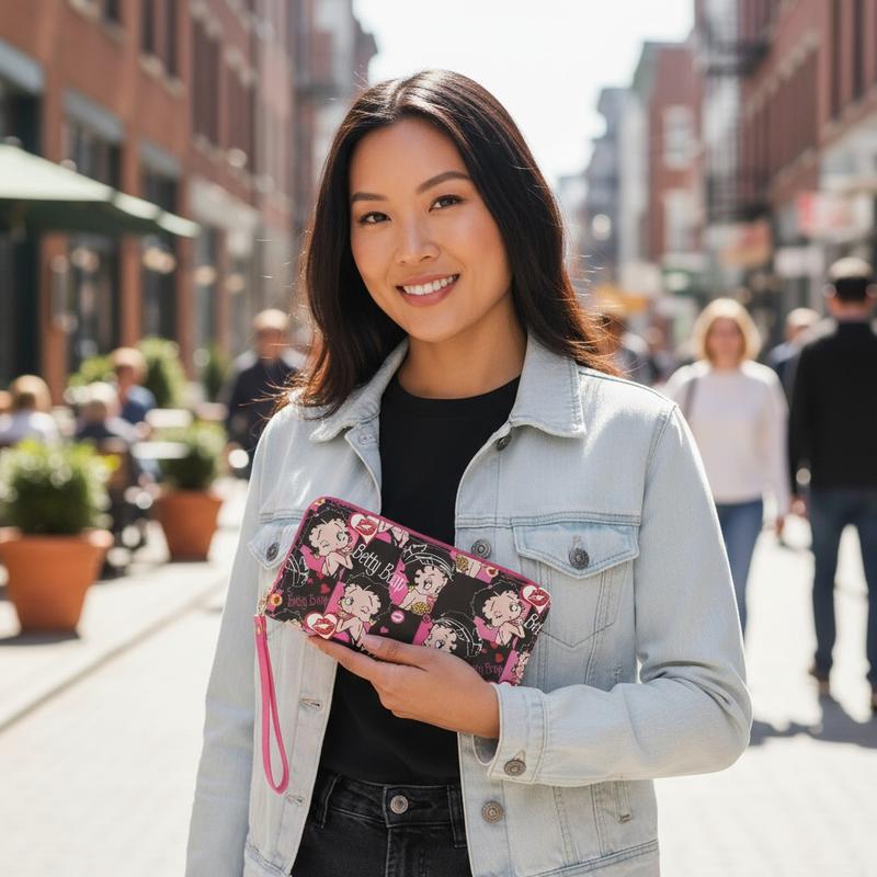 Betty Boop Single & Double Zipper Wristlet Wallet – Multi-Style Clutch Purse, Gift for Her