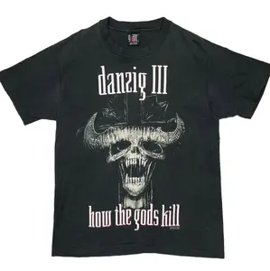 Vintage 90s Danzig III How The Gods Kill Skull Metal Band Graphic T-Shirt Single Stitch
