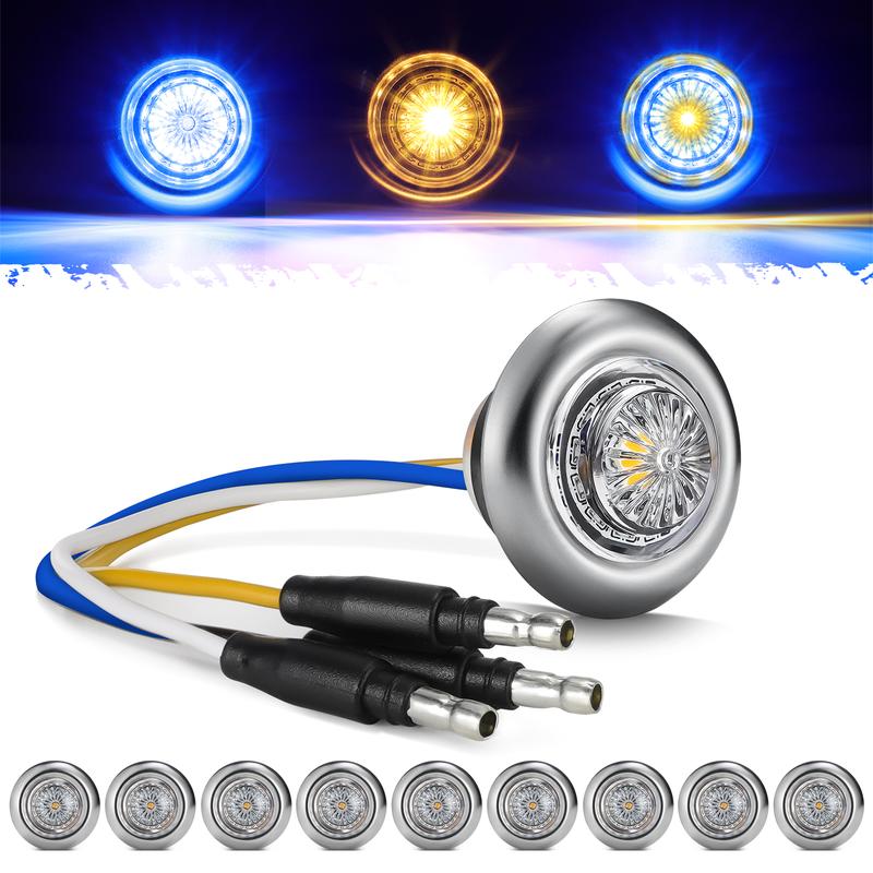 Partsam 10Pcs 3/4 Inch Led Side Marker Lights (External Red+ Internal Blue), Clear Lens Clearance Bullet Lights Penny Light with Trim Ring Bezel for Trailer Truck RV Car Bus Van, IP68 Waterproof Partsam 10Pcs 3/4 Inch Led Side Marker Lights (External Red+ Internal Blue), Clear Lens Clearance Bullet Lights Penny Light with Trim Ring Bezel for Trailer Truck RV Car Bus Van, IP68 Waterproof