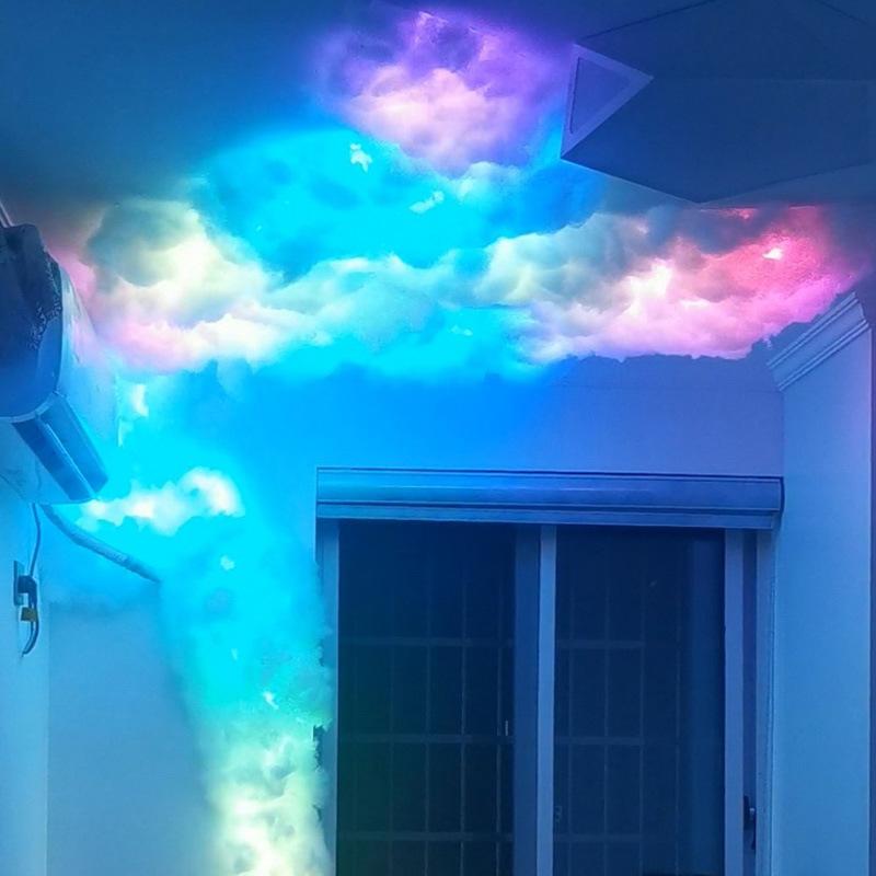 3D Cloud Lights for Esports Room Living Room Bedroom Party Salon Party Christmas Thanksgiving Christmas Eve Decorative Lights with Light Strip Cloud and Adhesive Accessories