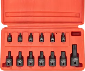 NEIKO 10281B Impact Torx Bit Socket Set 13-Piece 1/4" 3/8" 1/2" Drive 6 Point Star Sockets Cr-Mo Heavy Duty Professional Grade for Auto Motorcycle Mechanics