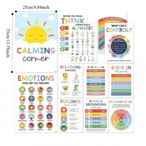 Calming Posters-ESL 12Pcs(10x14),Emotions Chart For Kids,Calm Down Corner Supplies,Classroom Therapy Decor,Visual Learning Tools For Emotional Regulation,Ideal For Preschool Homeschool Counselor,Ideal Children's Day Gift For Boys Girls
