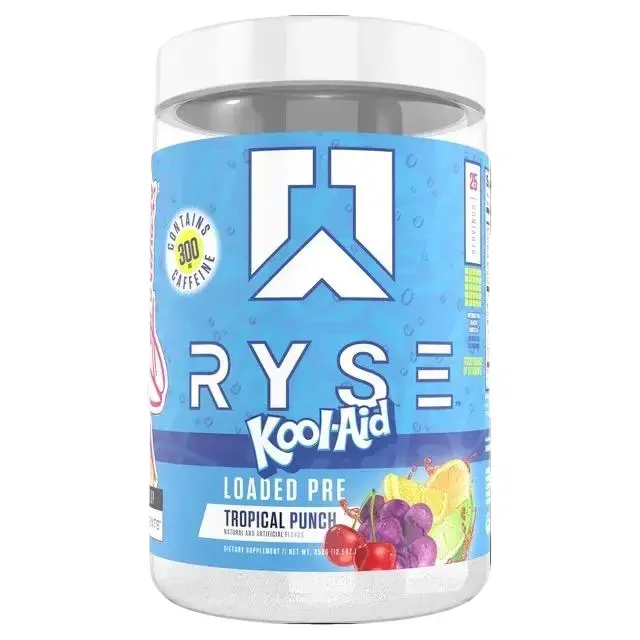 RYSE Loaded Pre-Workout Powder Supplement - Kool-Aid Tropical Punch Flavor, 350g (12.35 oz), 25 Servings